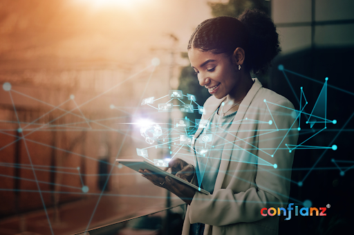 Image showcasing a woman exploring different Odoo Integration for leveraging social media to grow your business.
